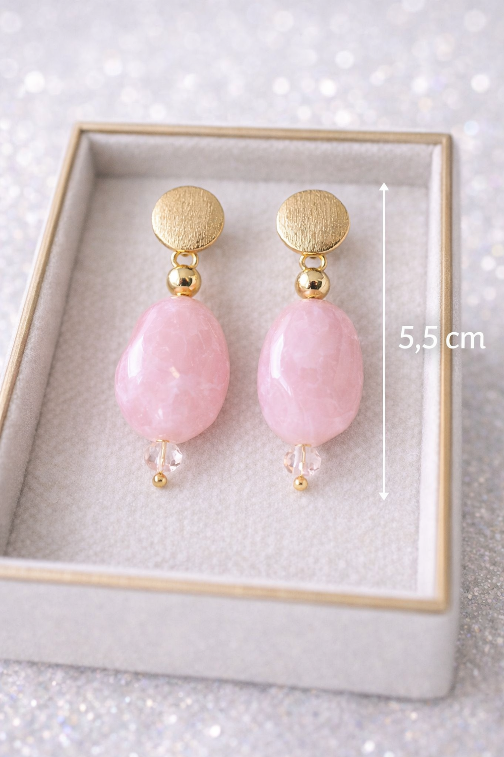 Pendientes Gota Aura Rosa - Imagen 2