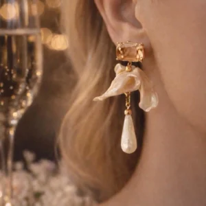 Pendientes Cristal Melocotón y Nácar
