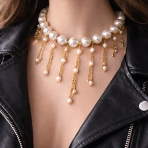 Collar Perlas Cristal y Cascada