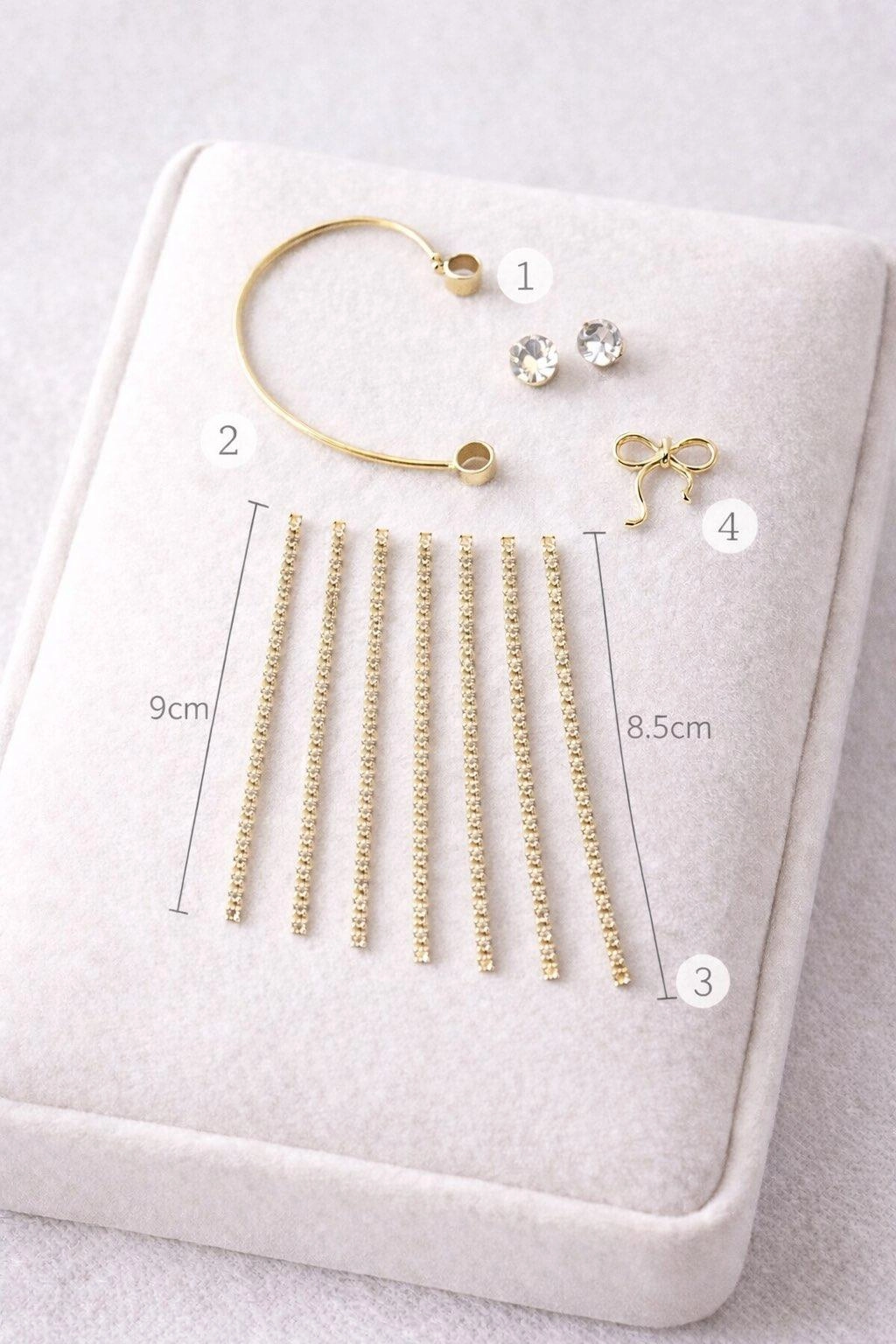 Set Ear Cuff Cascada Strass - Imagen 2