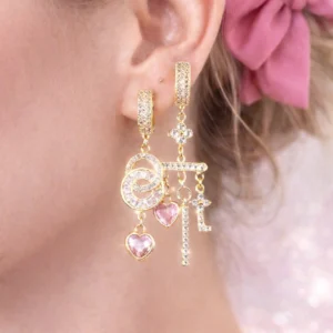 Pendientes Asimétricos Corazón Melocotón