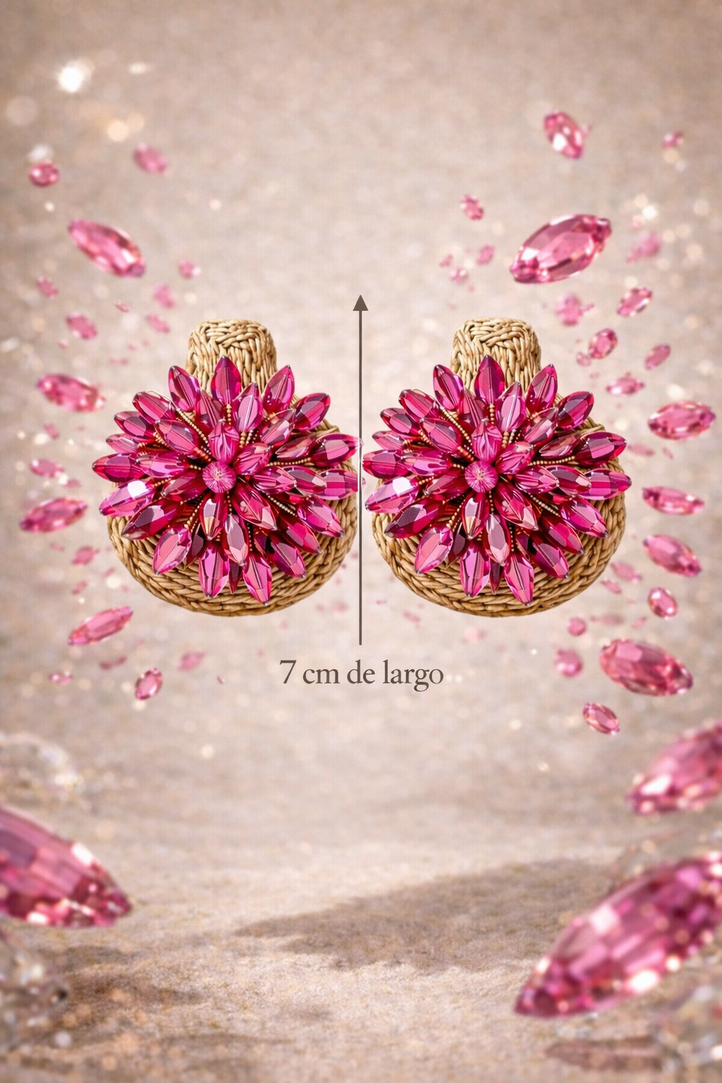 Pendientes Rafia y Fuego Fucsia - Imagen 3