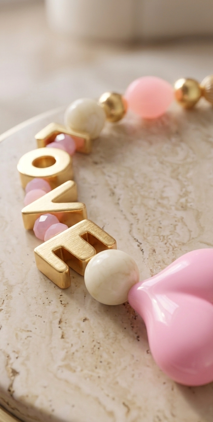 Collar 'LOVE' con Maxi Corazón Rosa - Imagen 3