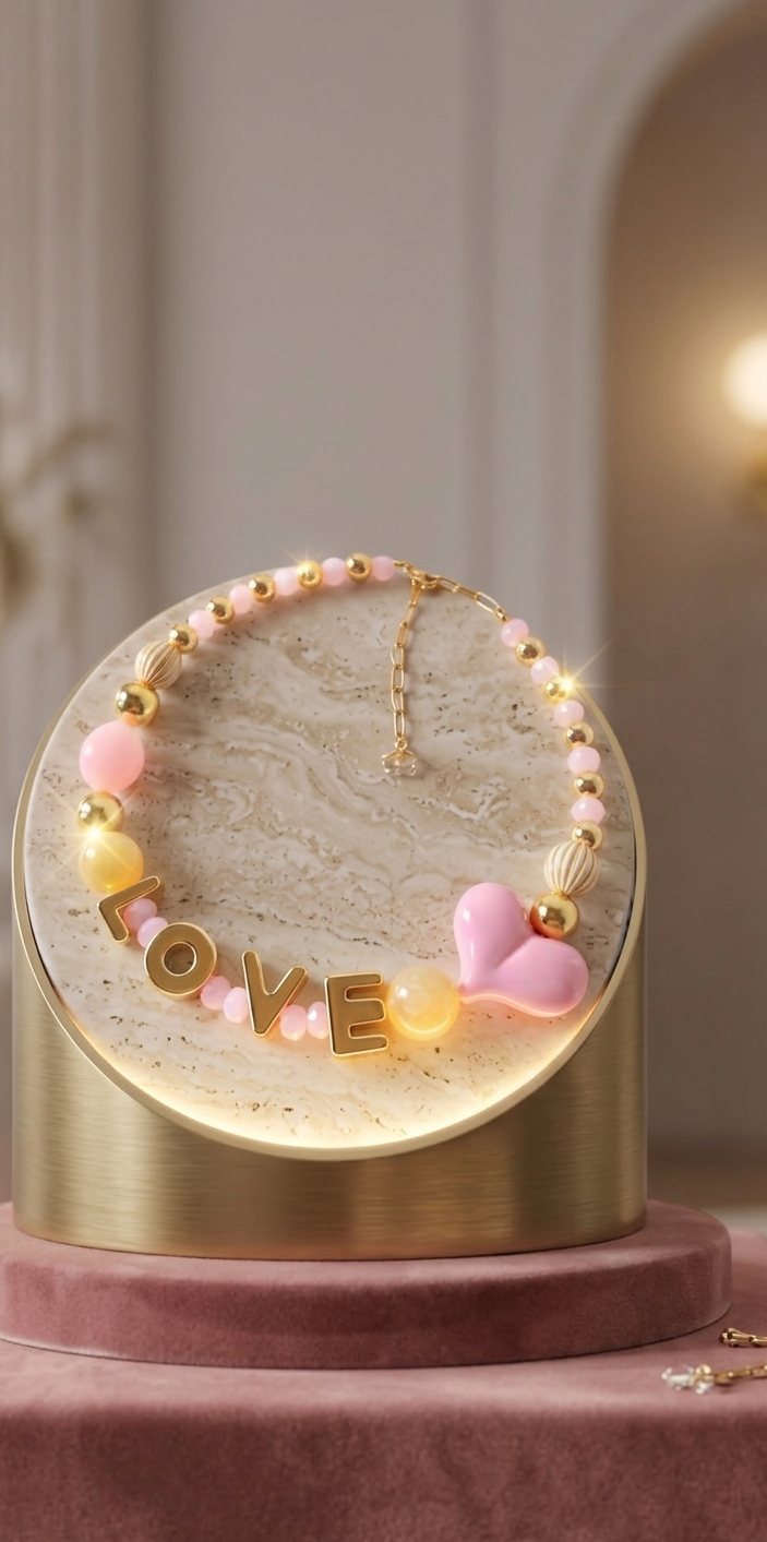 Collar 'LOVE' con Maxi Corazón Rosa - Imagen 2