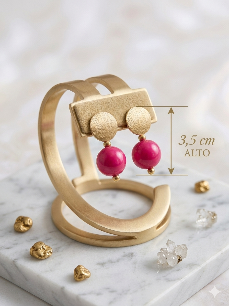 Pendientes Disco Fucsia Texturizado - Imagen 2