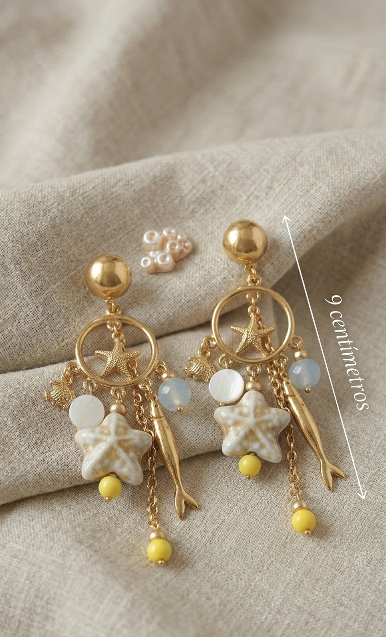 Pendientes “Marine Charms” con Estrella de Mar y Ágatas - Imagen 4