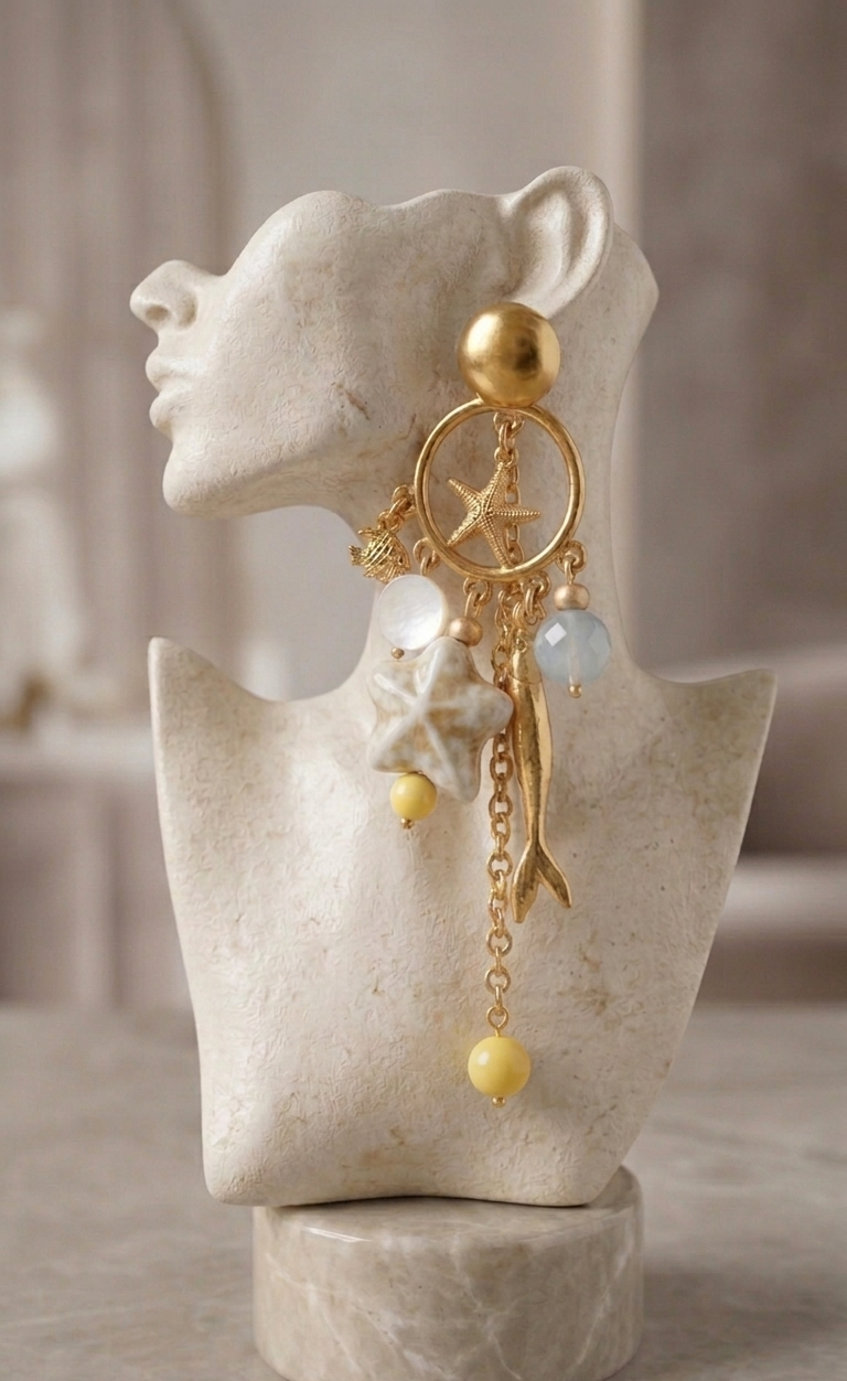 Pendientes “Marine Charms” con Estrella de Mar y Ágatas - Imagen 2
