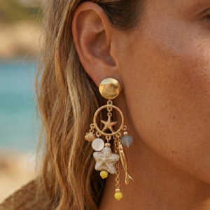 Pendientes “Marine Charms” con Estrella de Mar y Ágatas