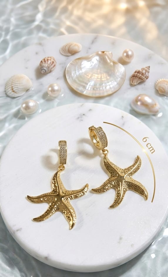 Pendientes Aro “Starfish Glow” con Estrella de Mar - Imagen 4