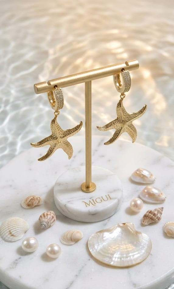 Pendientes Aro “Starfish Glow” con Estrella de Mar - Imagen 2