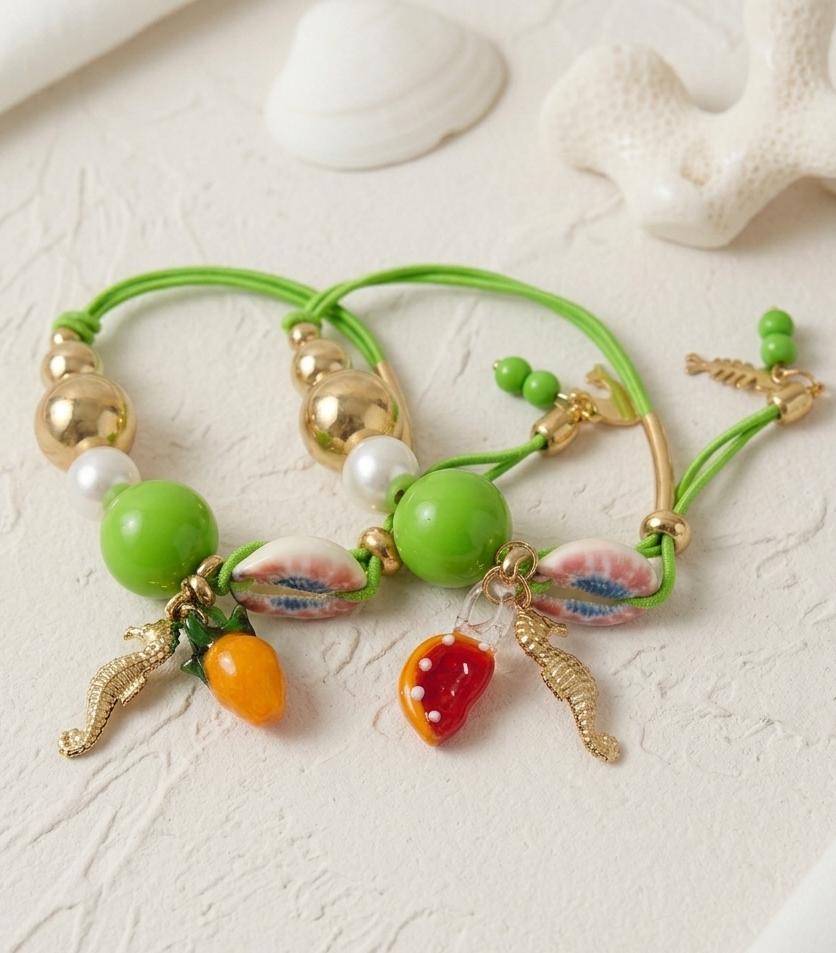 Pulsera “Tropical Charms” con Conchas Pintadas y Perla de Río - Imagen 3
