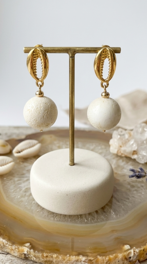 Pendientes “White Coral Shell” con Coral Blanco - Imagen 2