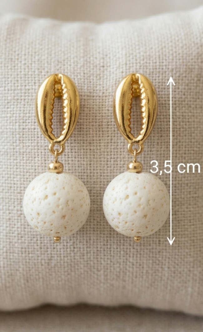 Pendientes “White Coral Shell” con Coral Blanco - Imagen 3