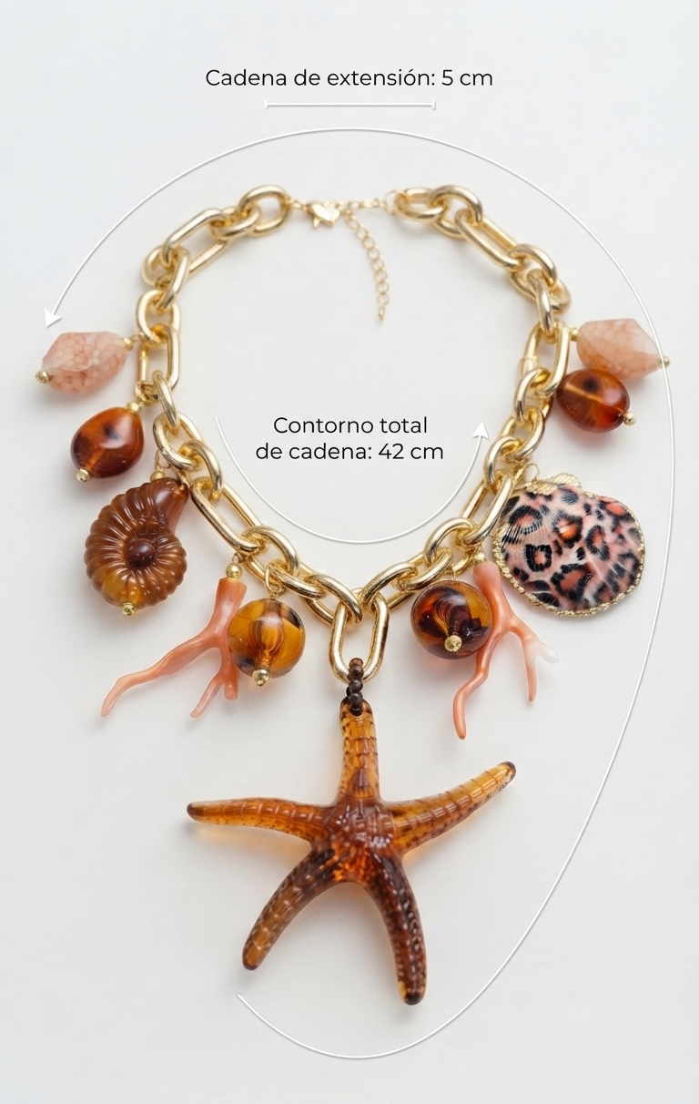 Collar “Amber Reef” con Estrella de Mar y Conchas - Imagen 3