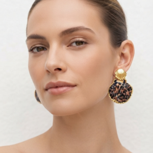 Pendientes “Leopard Shell” con Concha de Venera Natural