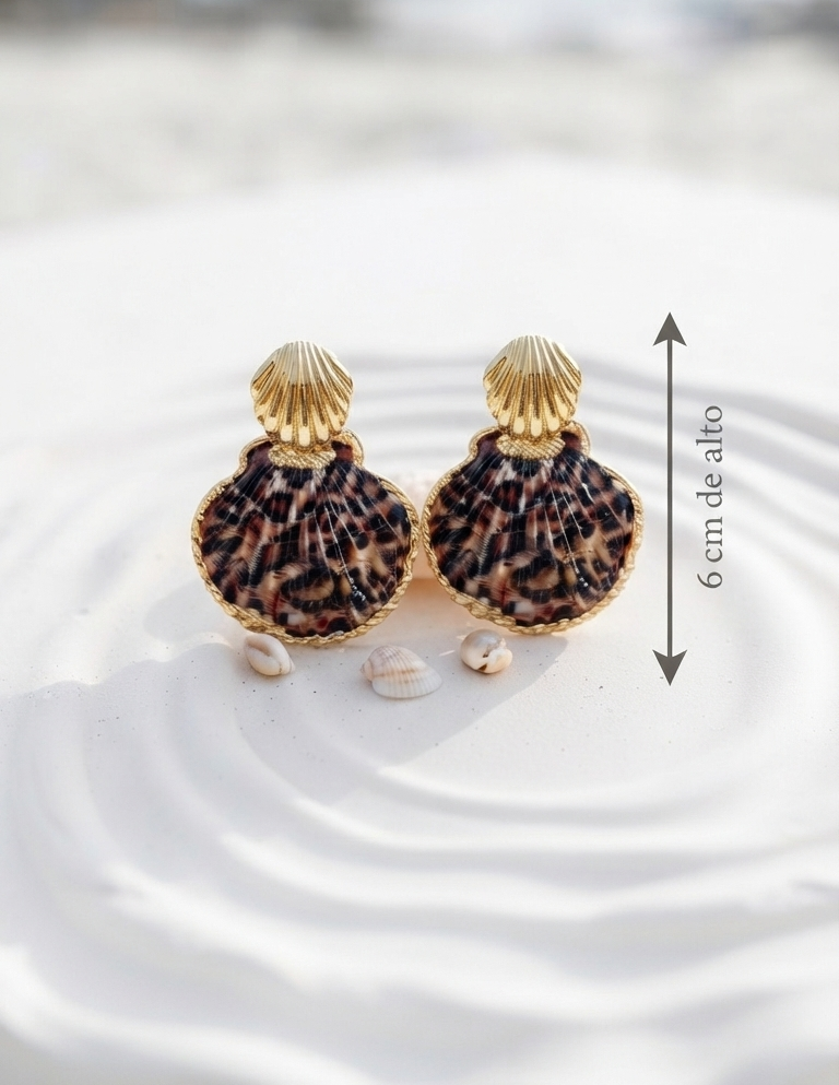 Pendientes “Leopard Shell” con Concha de Venera Natural - Imagen 3