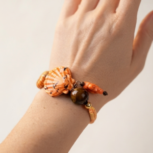 Pulsera “Tiger Shell” con Cerámica y Ojo de Tigre