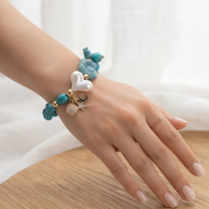 Pulsera “Turquoise Celestial” con Caracola, Sol, Estrella y Luna Joyas con alma