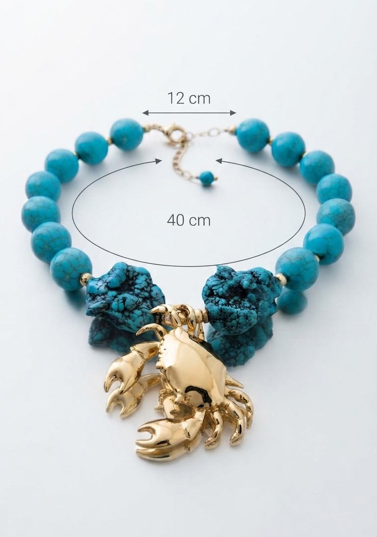 Collar “Turquoise Crab” con Turquesa Natural y Cangrejo Dorado - Imagen 3
