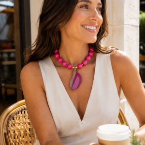 Collar “Fuchsia Agate” con Ágata Natural