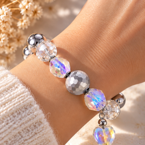 Pulsera “Silver Crystal Heart” con Cristales Facetados