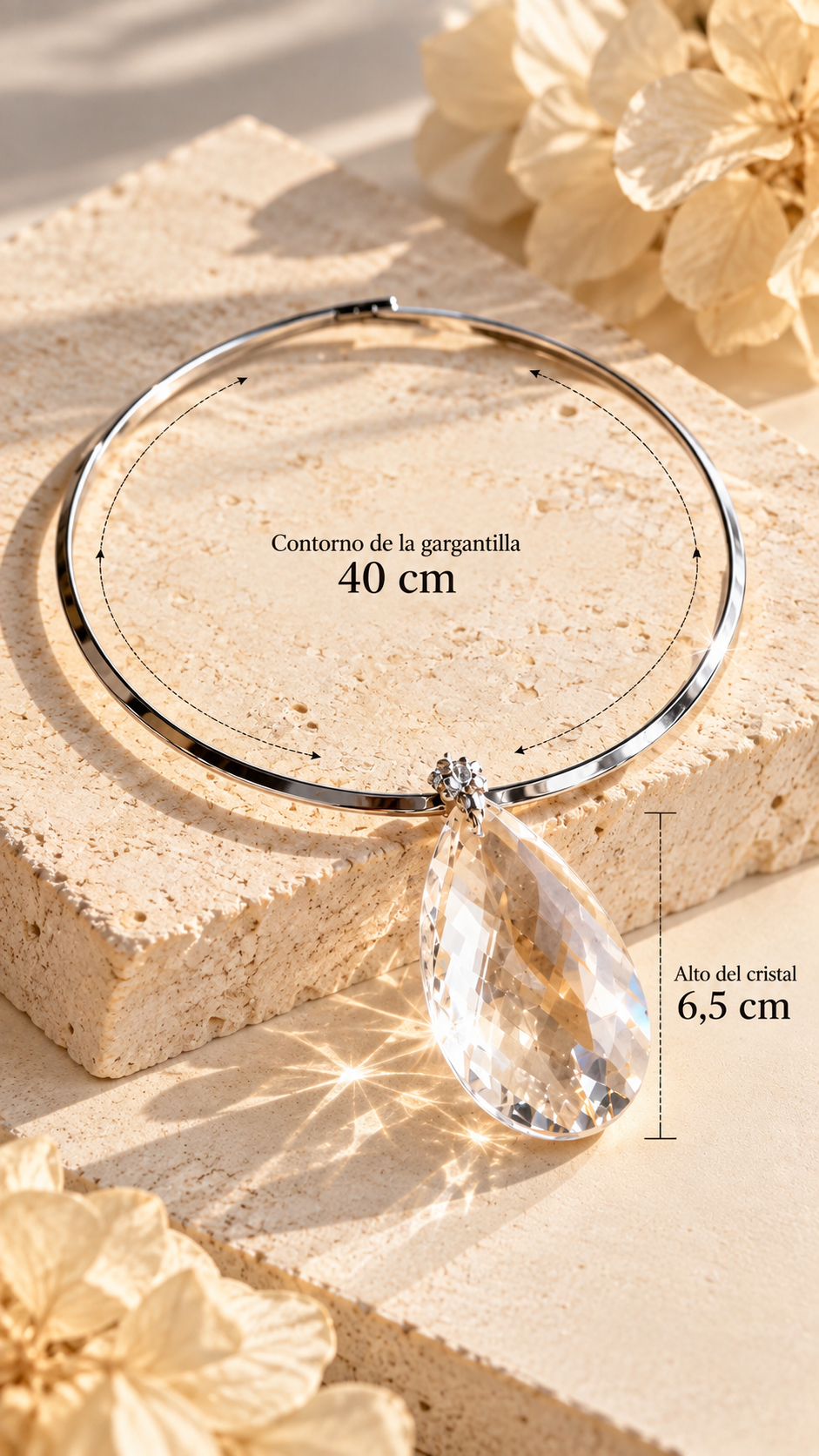 Collar “Silver Crystal Tear” con Lágrima de Cristal Facetado - Imagen 4