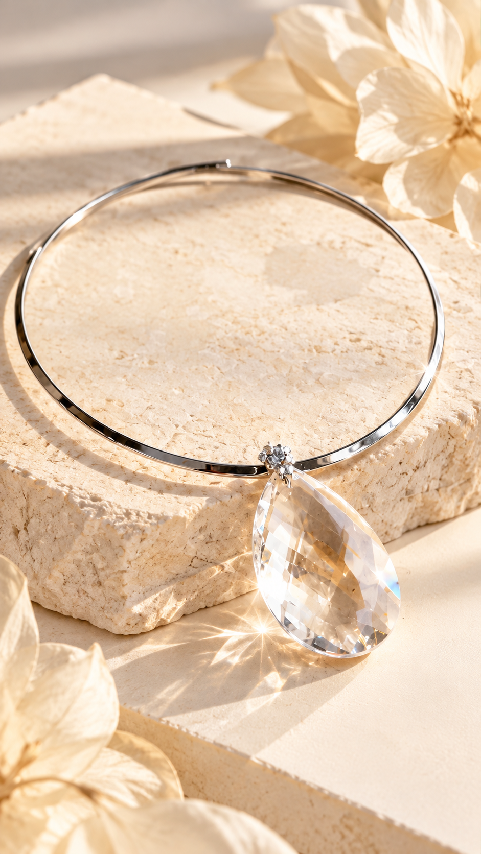 Collar “Silver Crystal Tear” con Lágrima de Cristal Facetado - Imagen 2