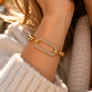 Pulsera “Golden Crystal Link” con Cristales Incrustados