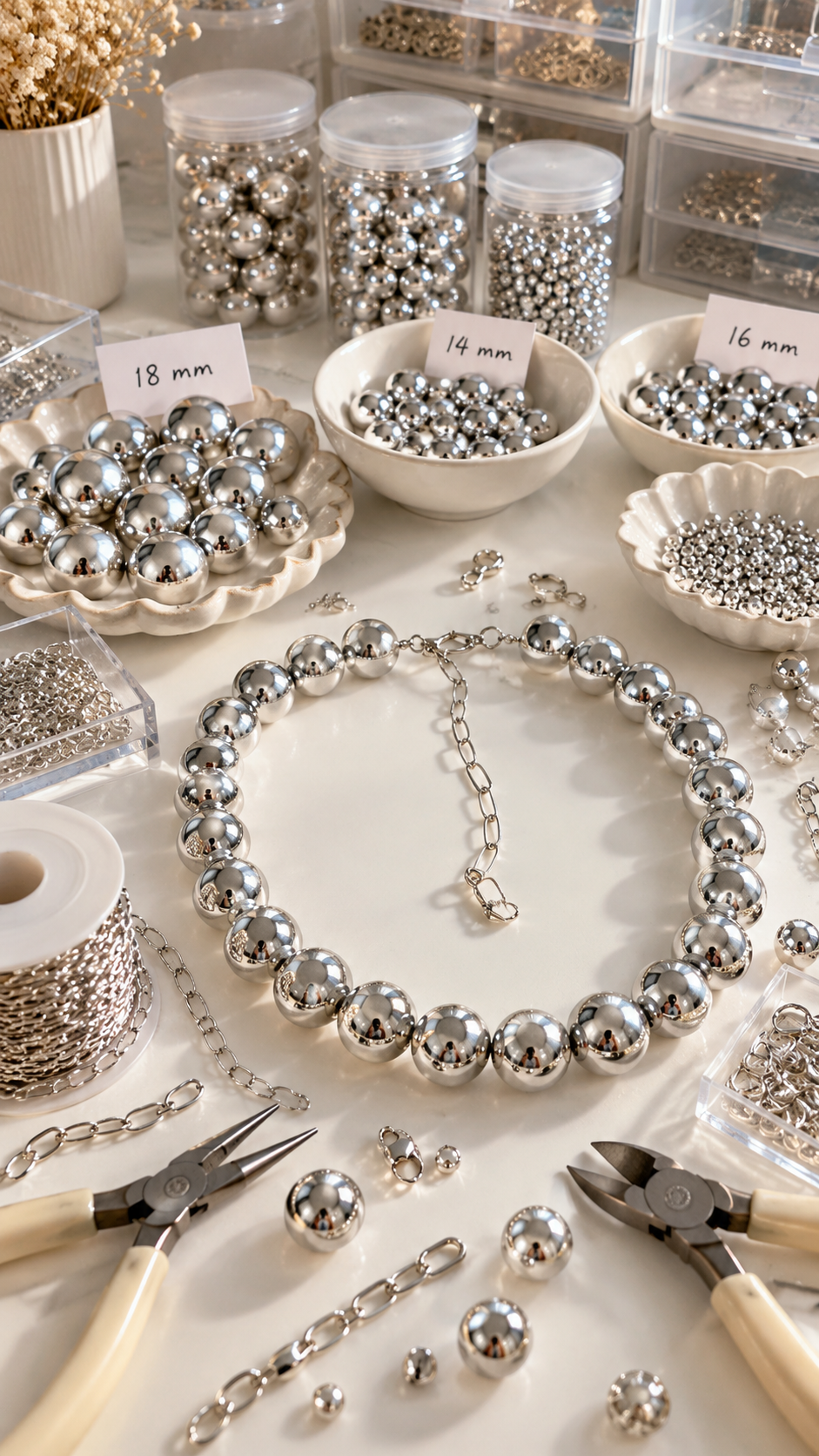 Choker “Silver Mirror Spheres” con Bolas Plateadas - Imagen 4