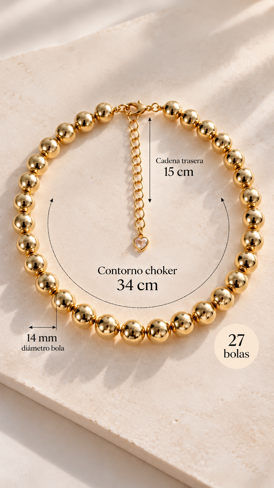 Choker “Golden Mirror Spheres” con Bolas Doradas - Imagen 3