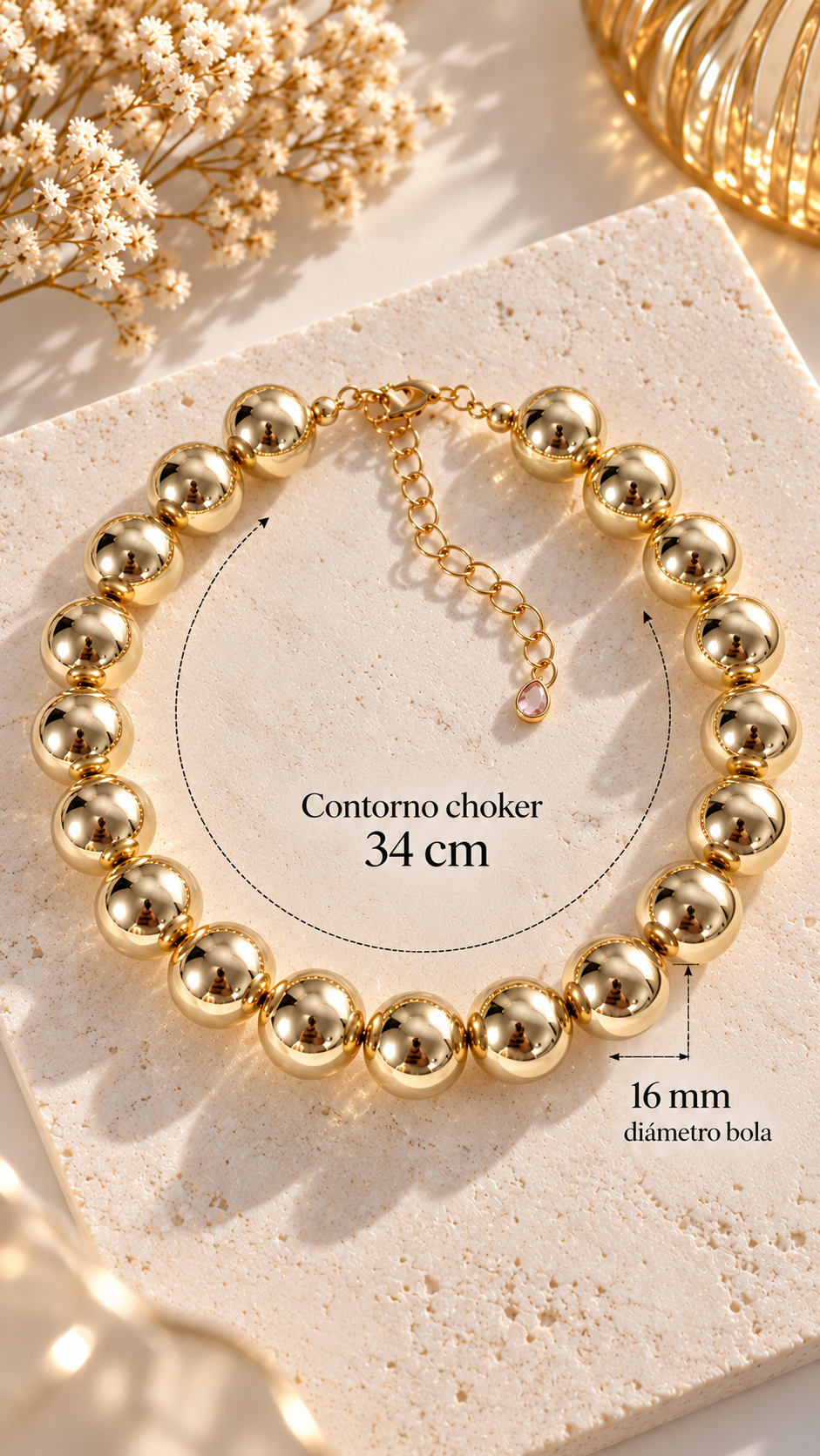 Choker “Golden Mirror Spheres” con Bolas Doradas - Imagen 2