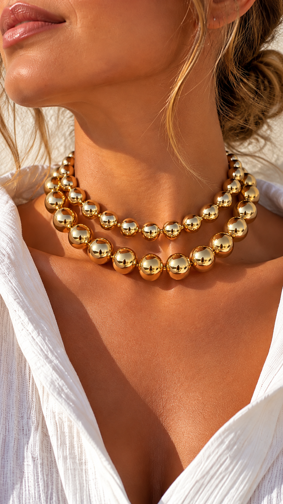 Choker “Golden Mirror Spheres” con Bolas Doradas