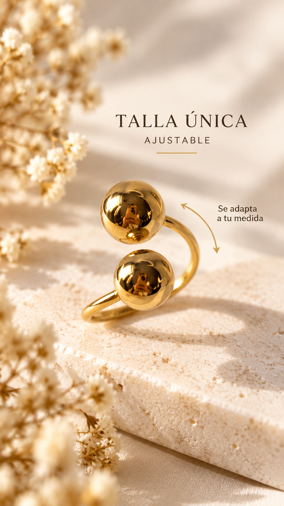 Anillo “Golden Double Sphere” Ajustable - Imagen 2