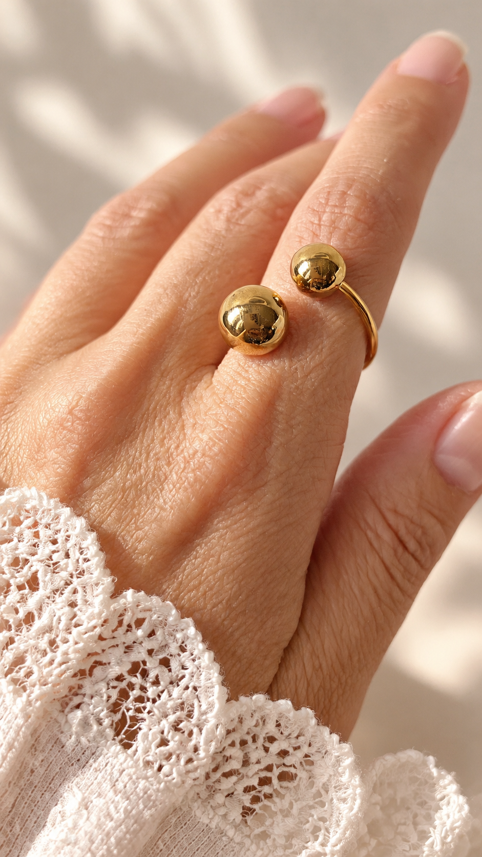 Anillo “Golden Double Sphere” Ajustable