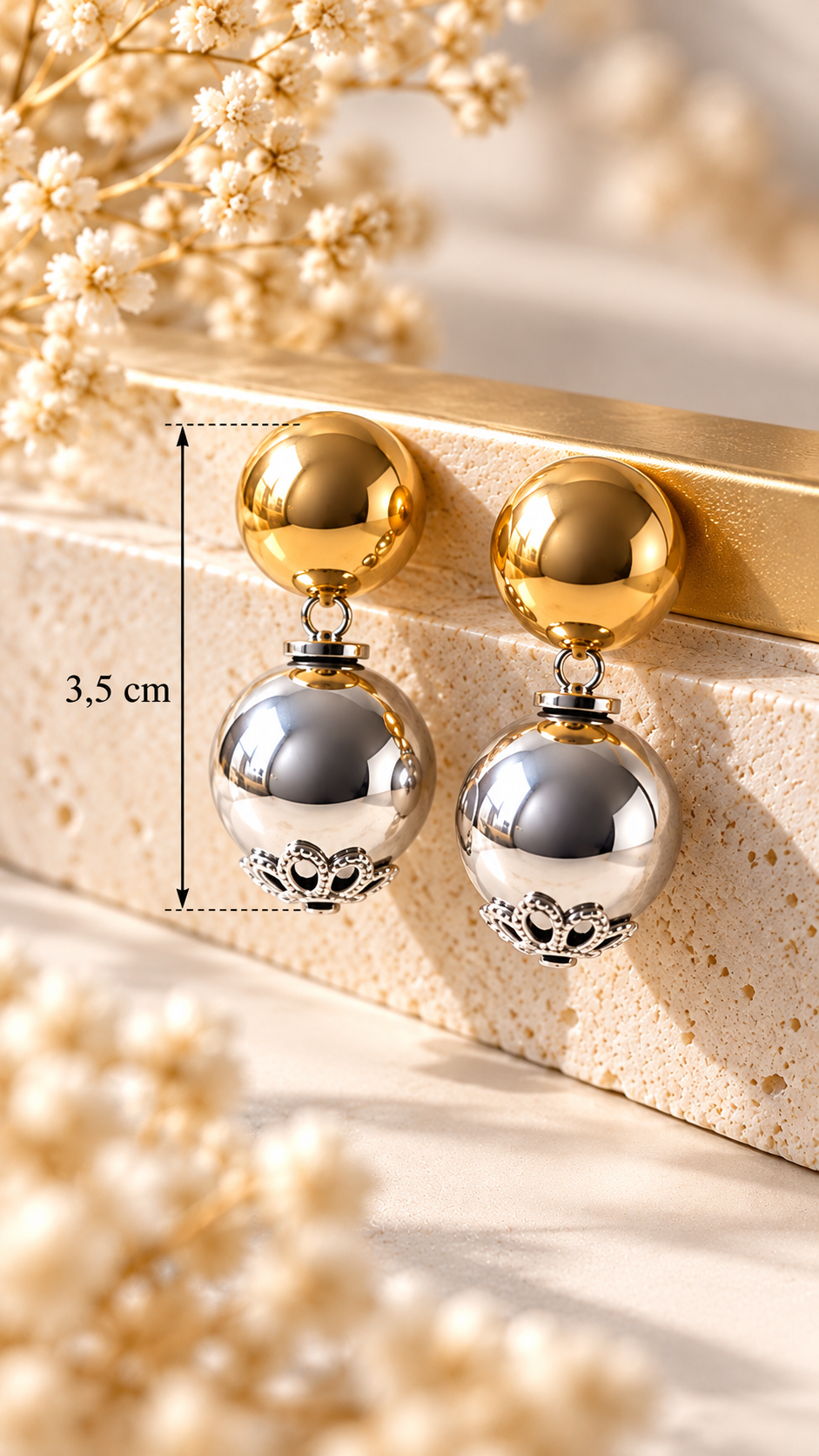 Pendientes “Golden Silver Duo” con Doble Esfera - Imagen 3
