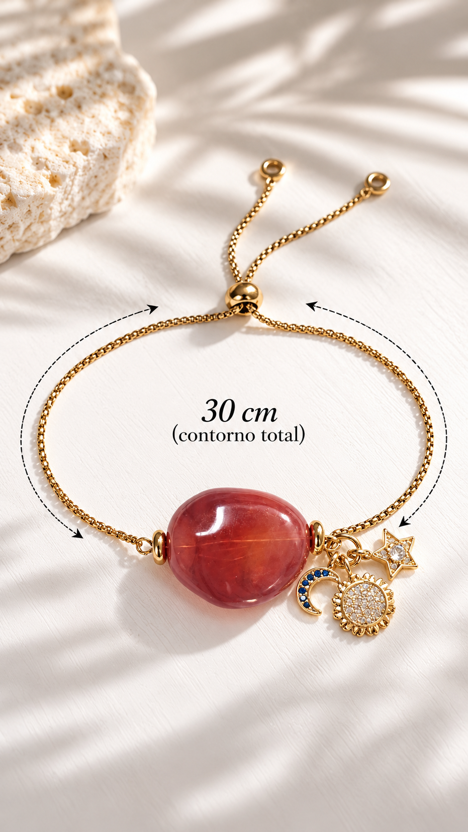 Pulsera “Golden Celestial Terracotta” con Charms de Luna y Estrella - Imagen 3