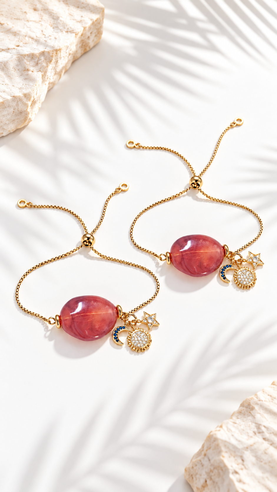 Pulsera “Golden Celestial Terracotta” con Charms de Luna y Estrella - Imagen 2