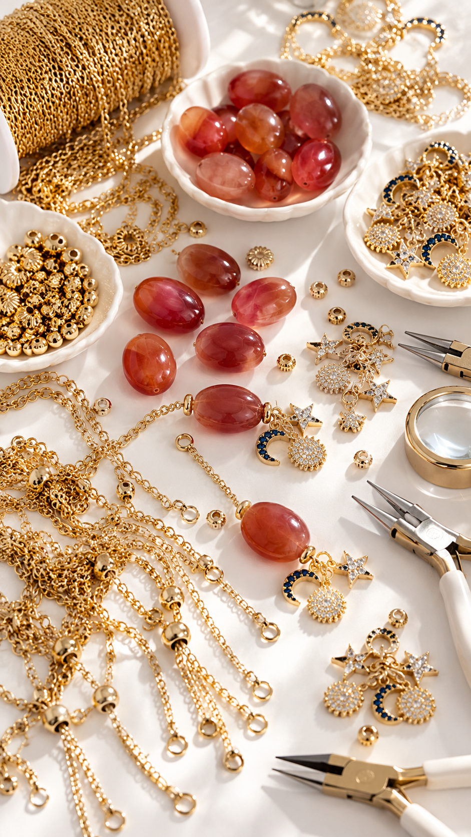Pulsera “Golden Celestial Terracotta” con Charms de Luna y Estrella - Imagen 4